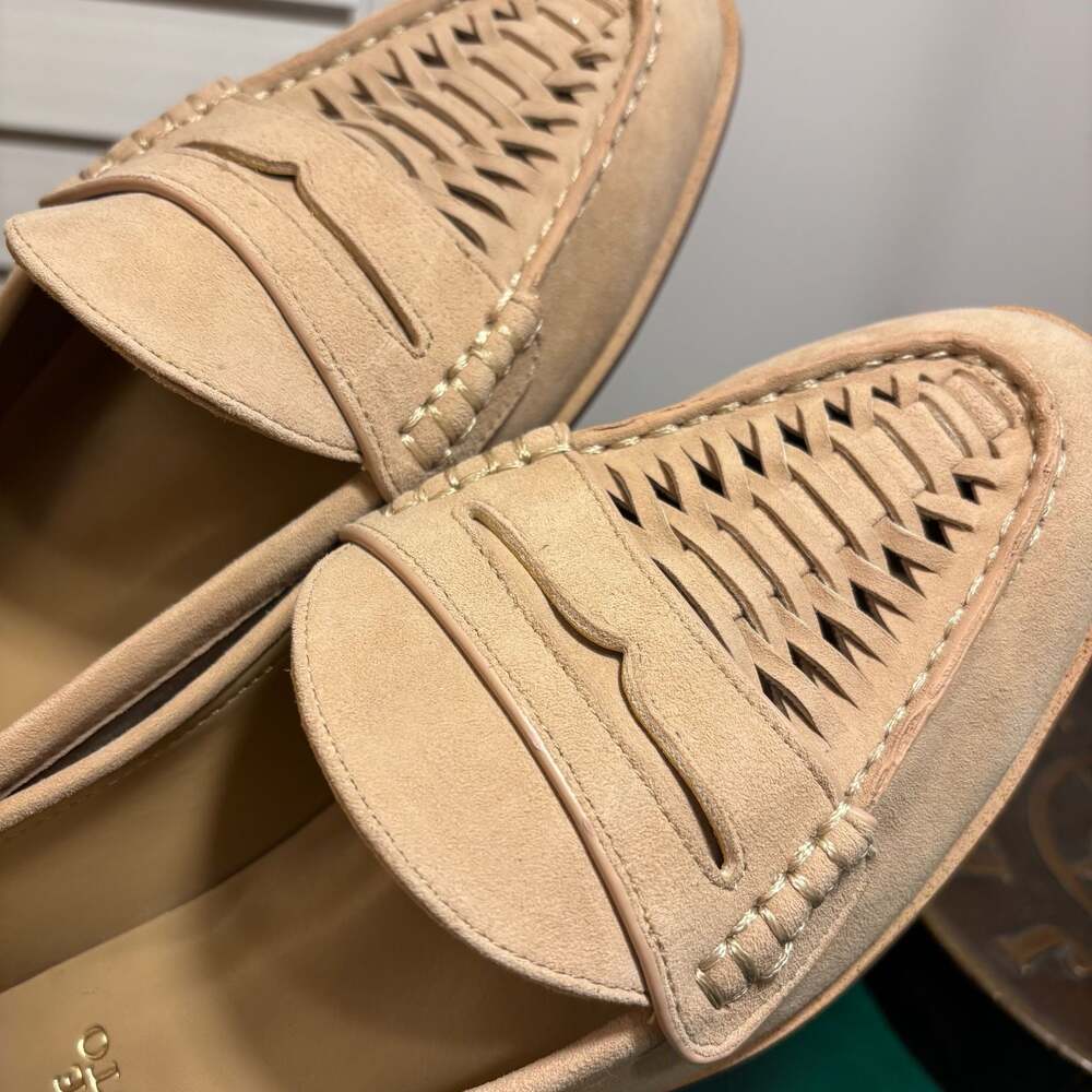 Vince Camuto Caylas Woven Suede Penny Loafers in Beige Sz 8 W - Picture 5 of 16